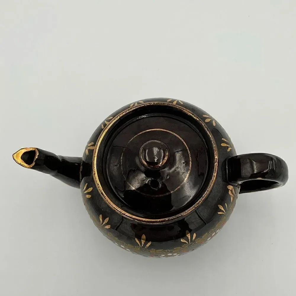 VINTAGE GIBSON Handpainted Black Teapot